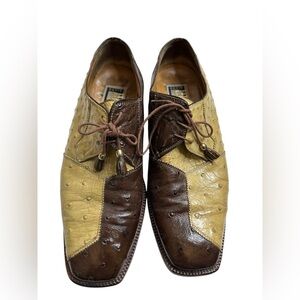 David eden Ostrich Two-tone brown &Tan Dress Shoes sz10